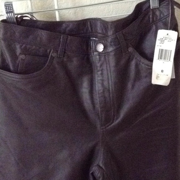 New with tags Nine West espresso Leather pants - Picture 3 of 4